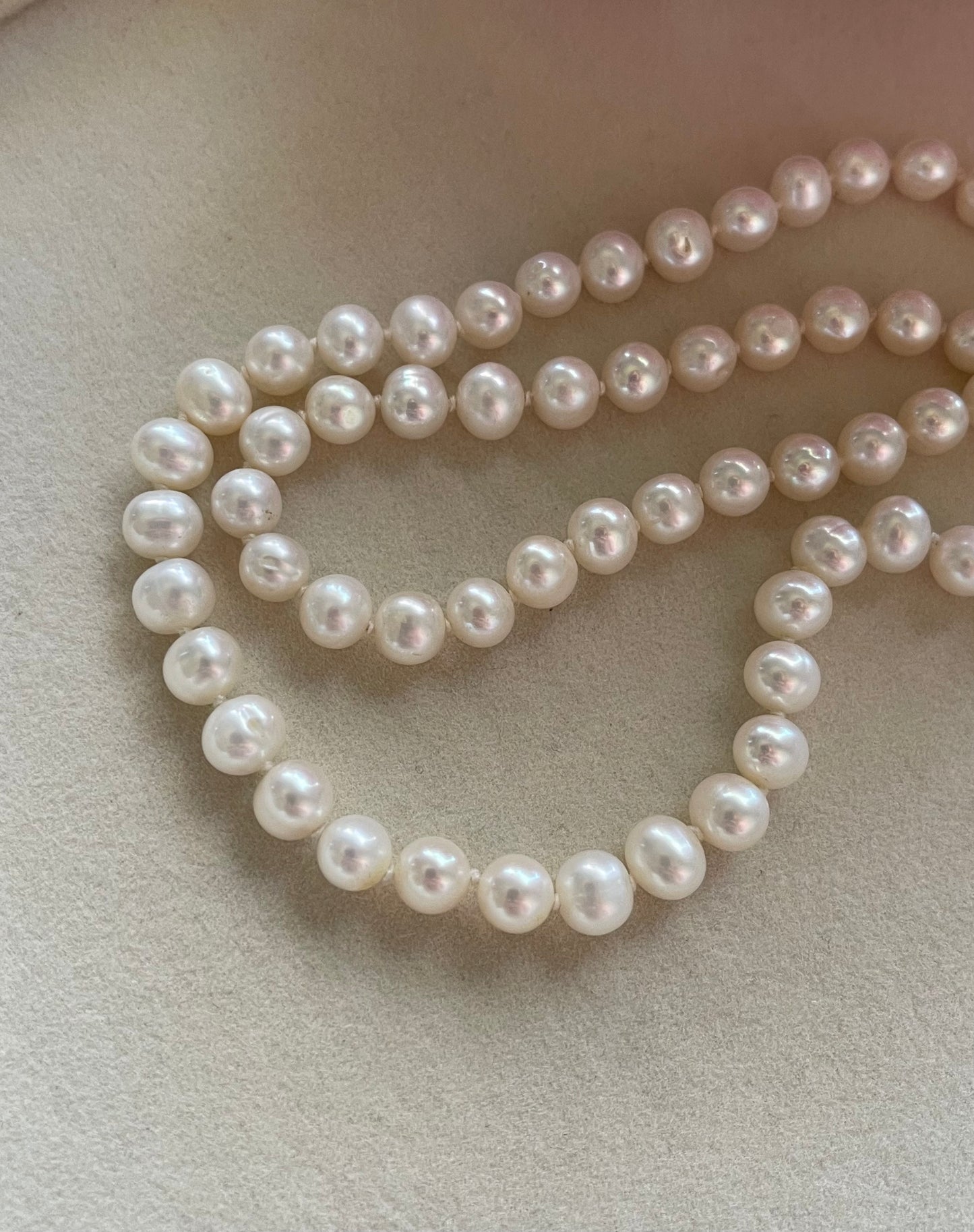 Vintage Freshwater Pearl Strand Necklace In 14ct Yellow Gold