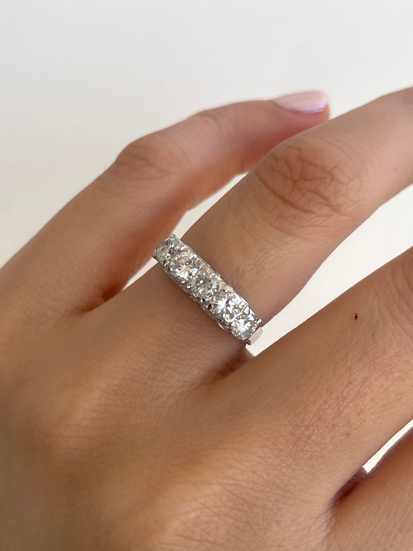 Platinum 1ct natural diamond 5 stone ring in vintage bridge filigree style