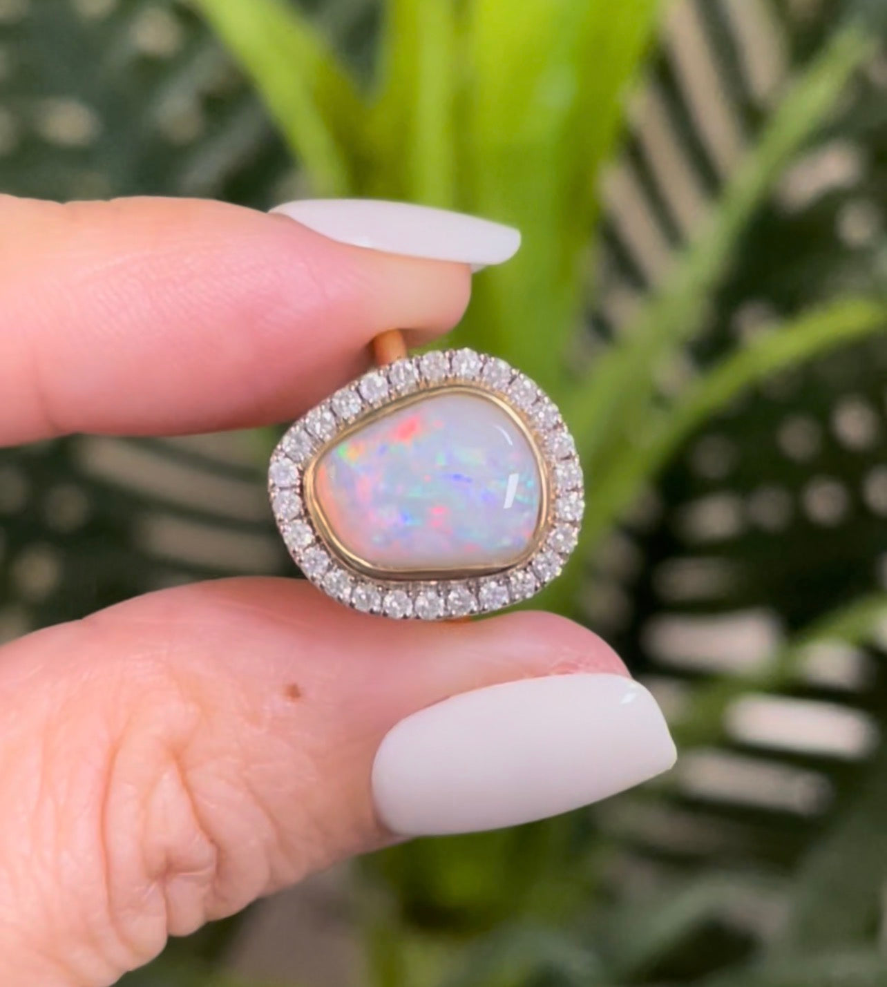 2.95ct Natural Solid Australian Andamook Opal Diamond Ring In 14ct Yellow Gold