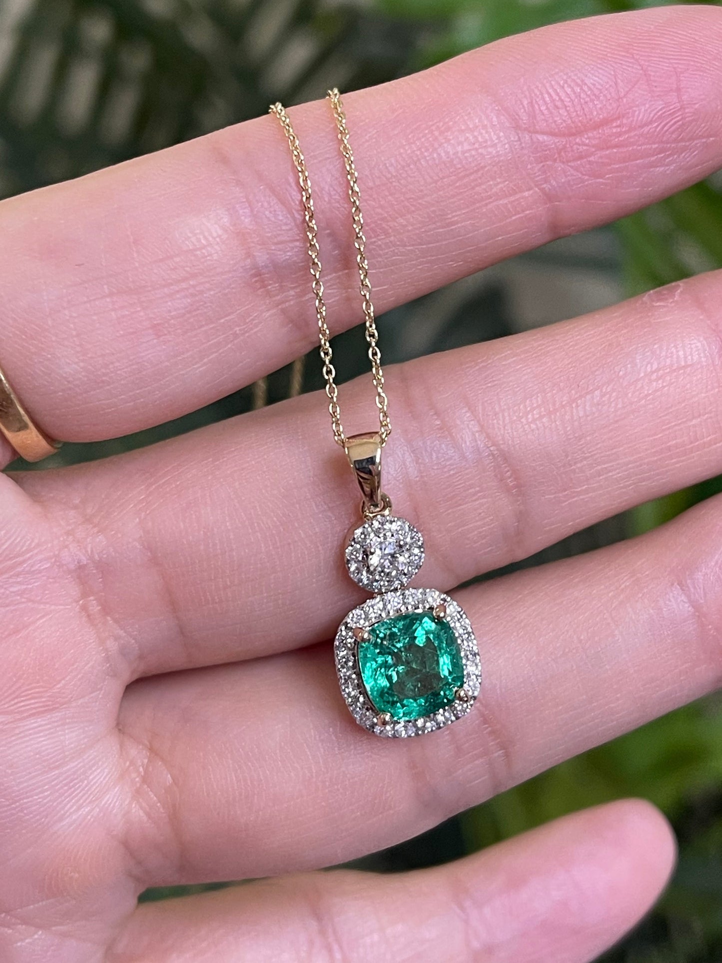 1.97ct Natural Emerald Diamond Pendant Necklace (With 14ct Chain)