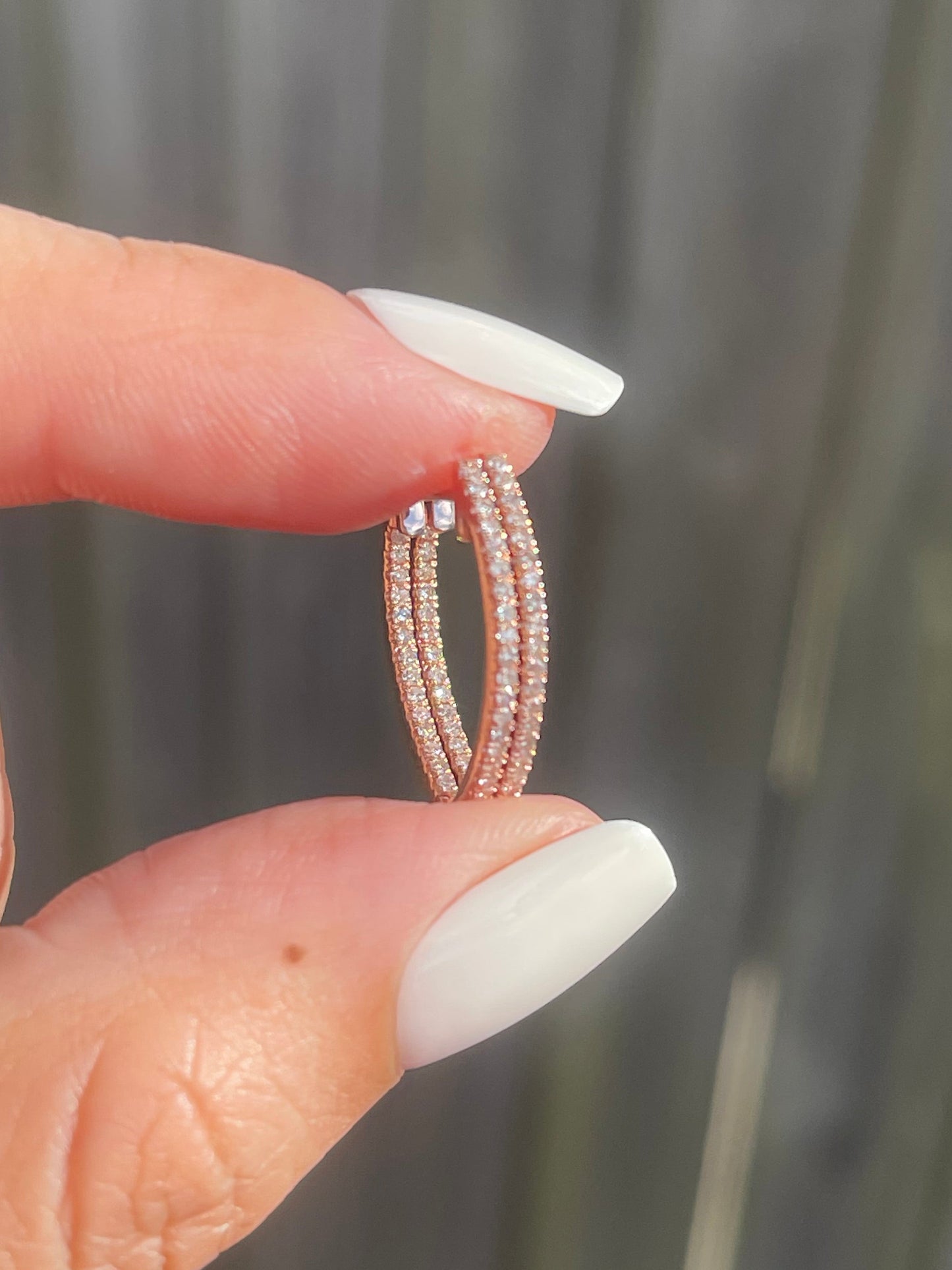 Natural Diamond Inside-Out V Hoops In 9ct Rose Gold
