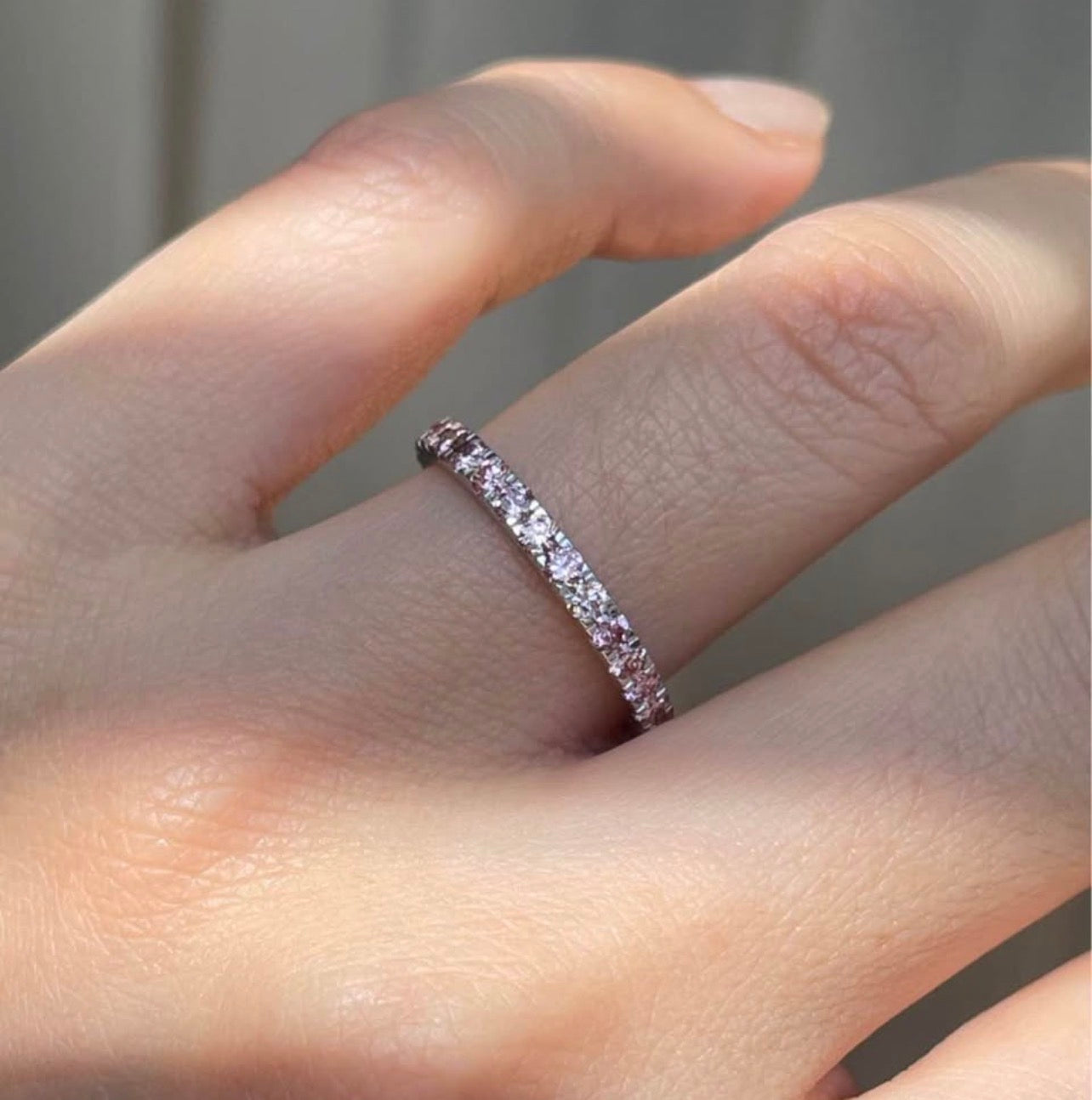 Custom 18ct white gold 1.6ct VS pink diamond 3/4 entity band (one band)