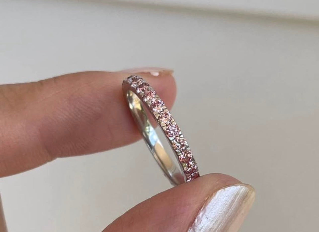 Custom 18ct white gold 1.6ct VS pink diamond 3/4 entity band (one band)