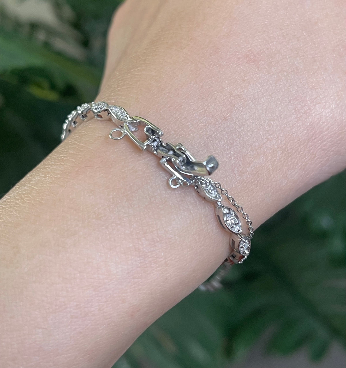 One-of-a-Kind Antique Art Deco Conversion Bracelet Natural Diamonds & Sapphires In Platinum, 14ct White Gold