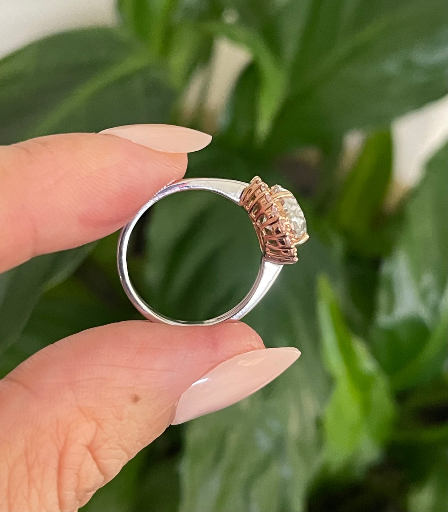 Natural 3.45ct Earth Mined Diamond & Pink Diamond Halo Ring In 14ct White Gold
