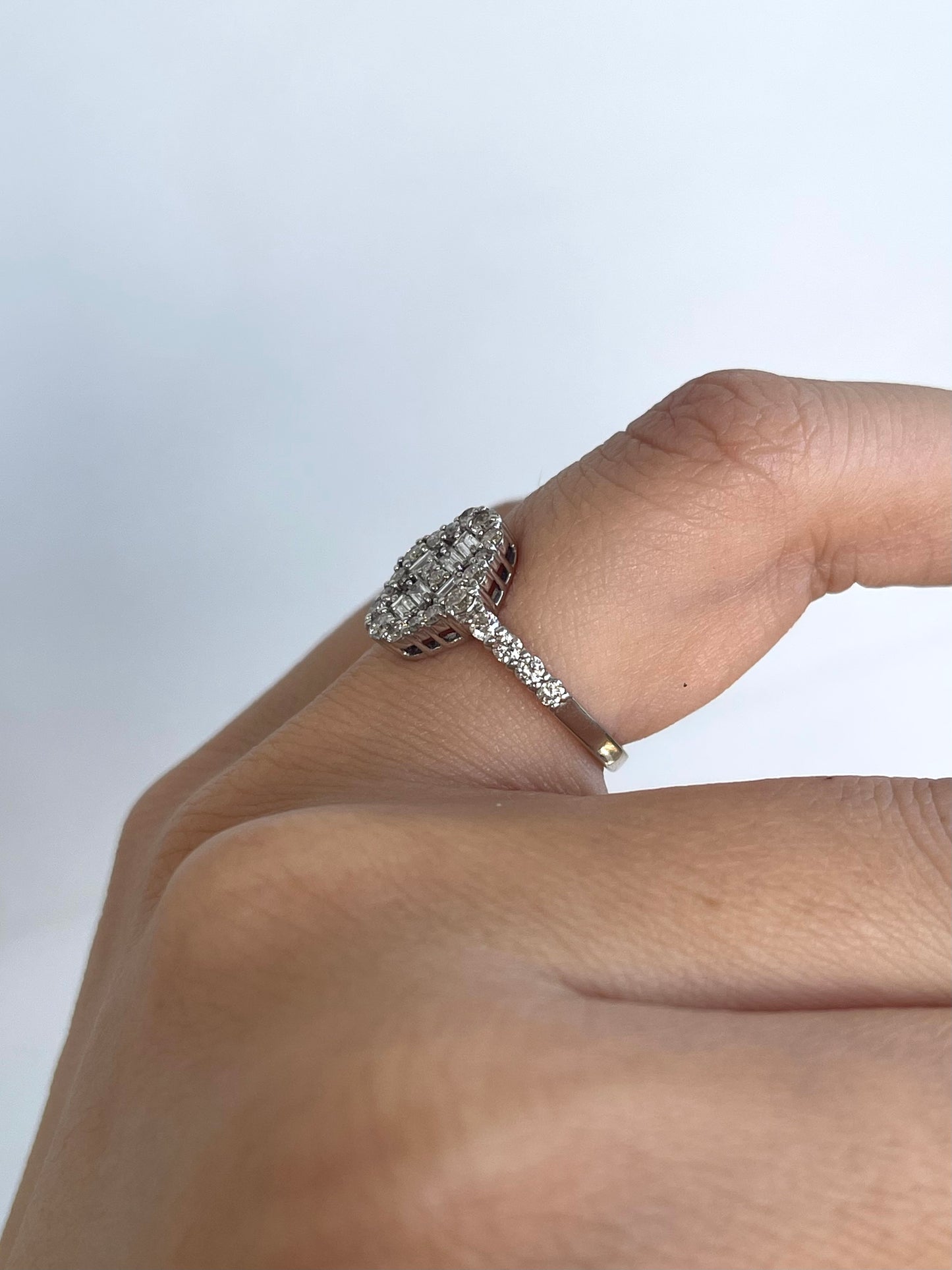 Art deco style 900 platinum 0.75ct natural diamond ring