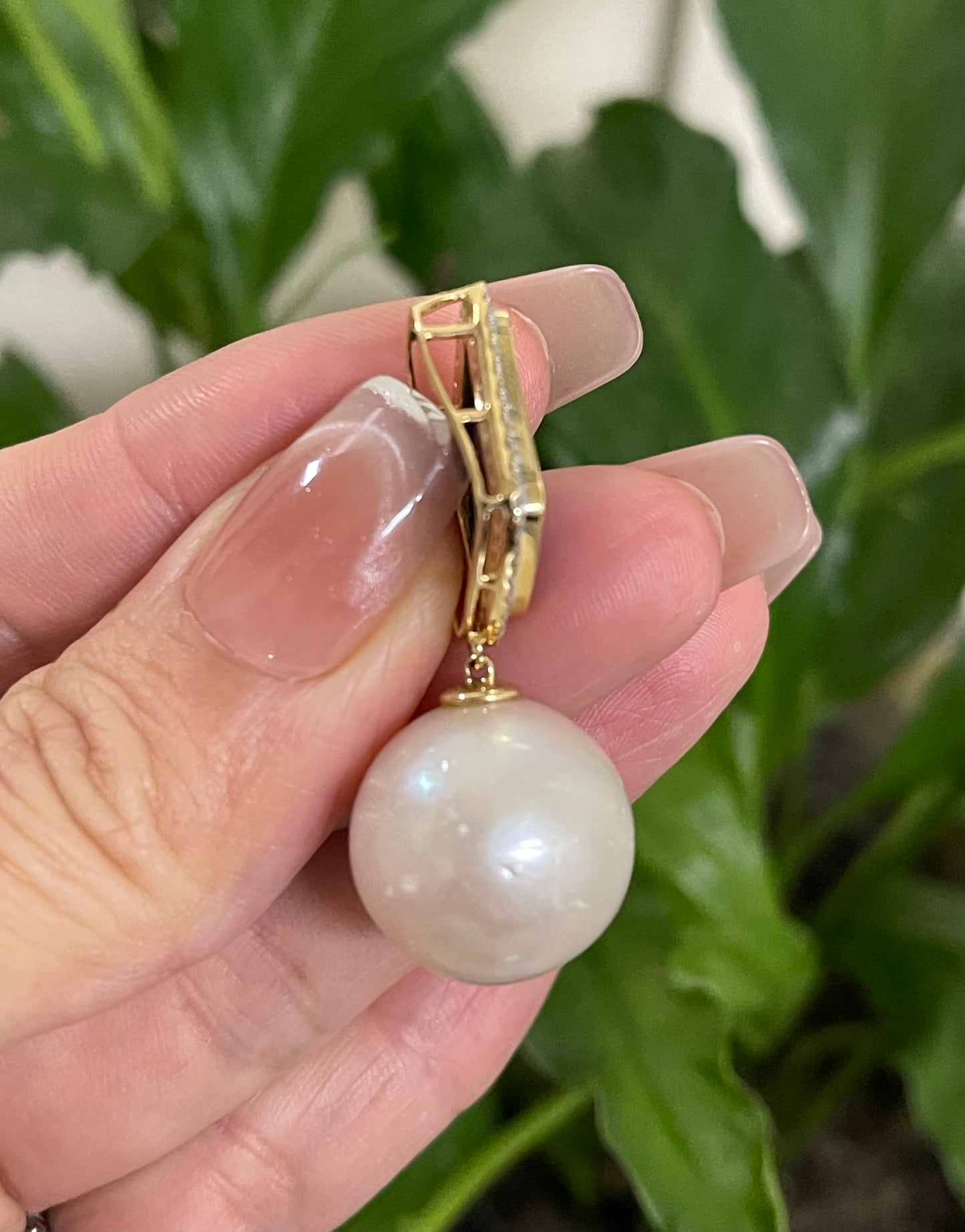 Sea & Sky – Australian Opal & South Sea Pearl Pendant In 14ct Yellow Gold