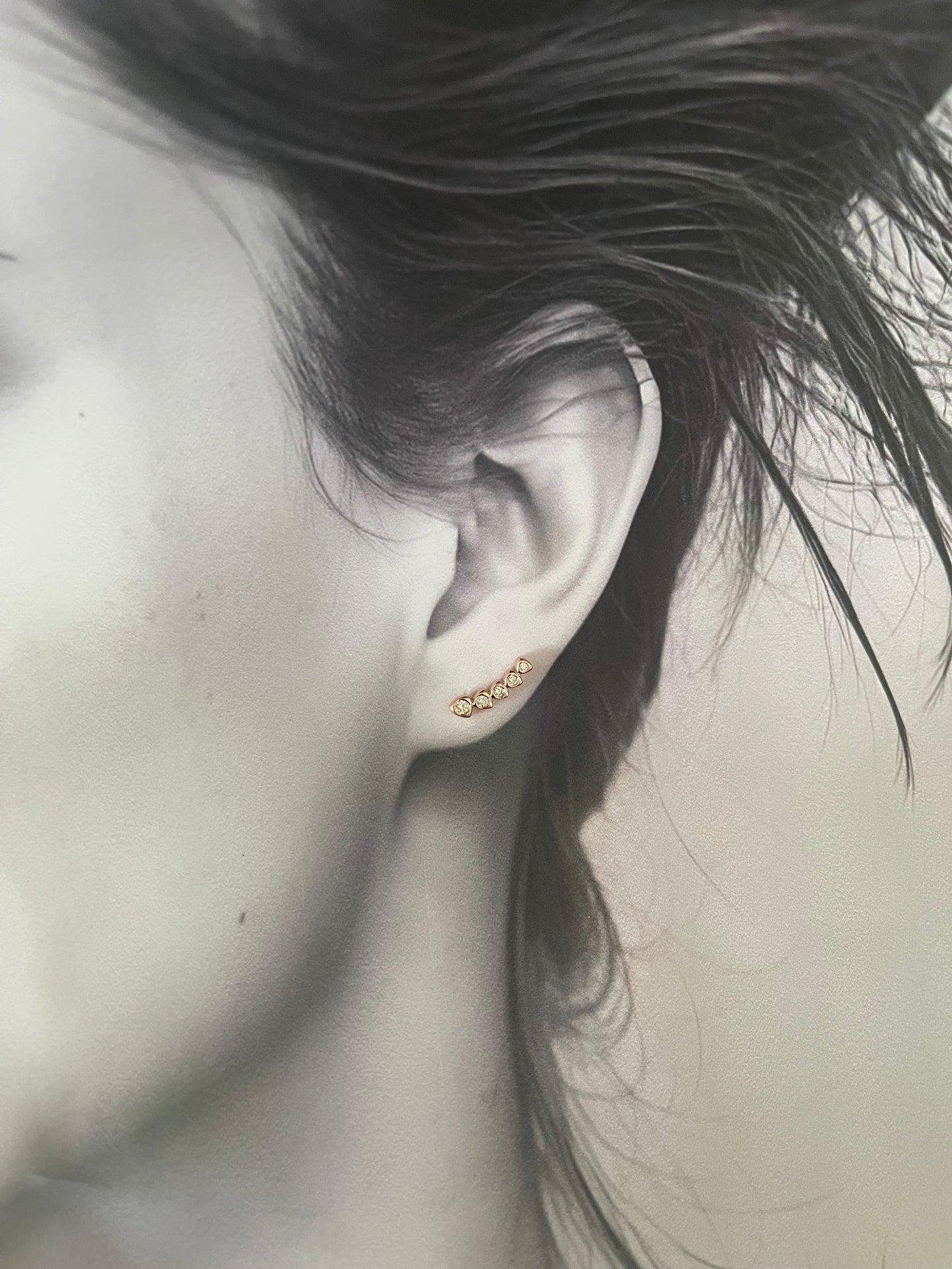 Natural Diamond Ear Climber Earrings In 9ct Rose Gold