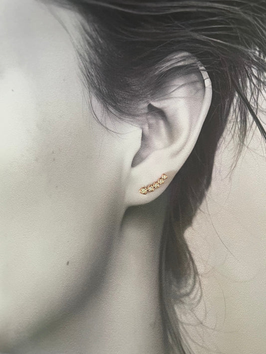 S.E. Custom Natural Diamond Ear Climber Earrings In 9ct Rose Gold