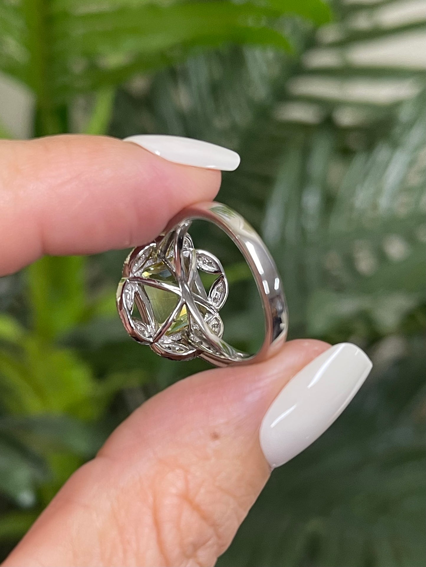 Art Deco-inspired Heliodor & Diamond Statement Ring In 14ct White Gold