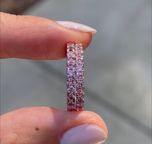 Custom 18ct white gold 1.6ct VS pink diamond 3/4 entity band (one band)