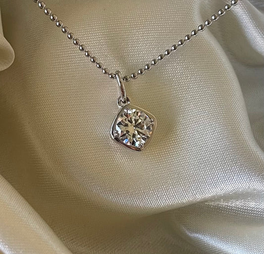 Lab 1ct D color, VVS Clarity Diamond Pendant In Platinum 950 (No Chain)