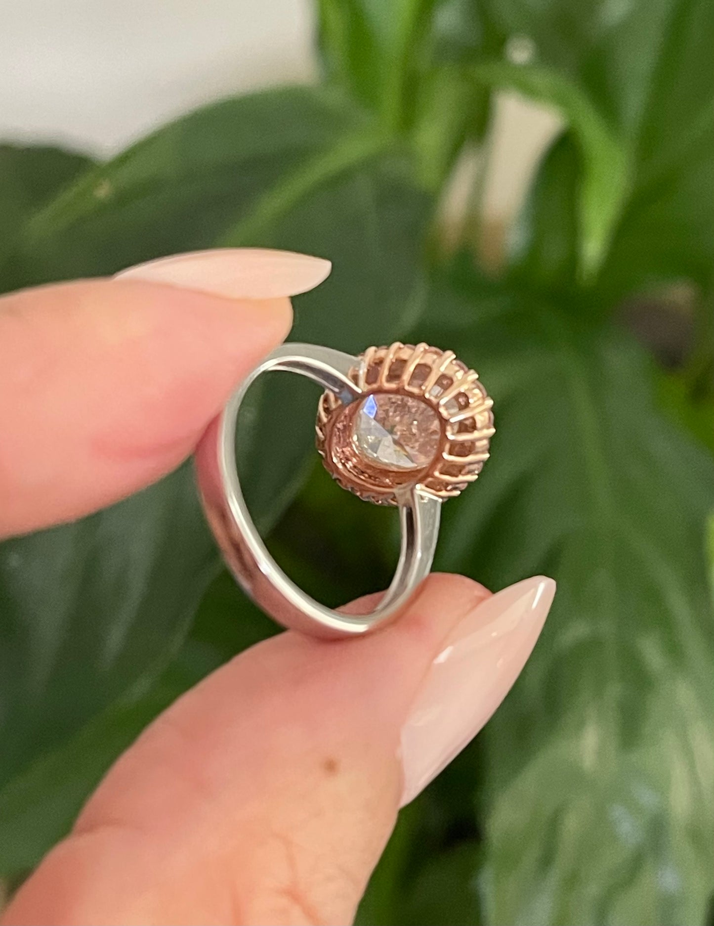Natural 3.45ct Earth Mined Diamond & Pink Diamond Halo Ring In 14ct White Gold