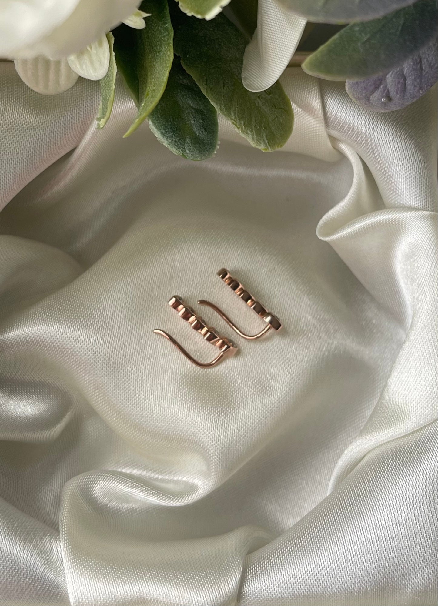 Natural Diamond Ear Climber Earrings In 9ct Rose Gold