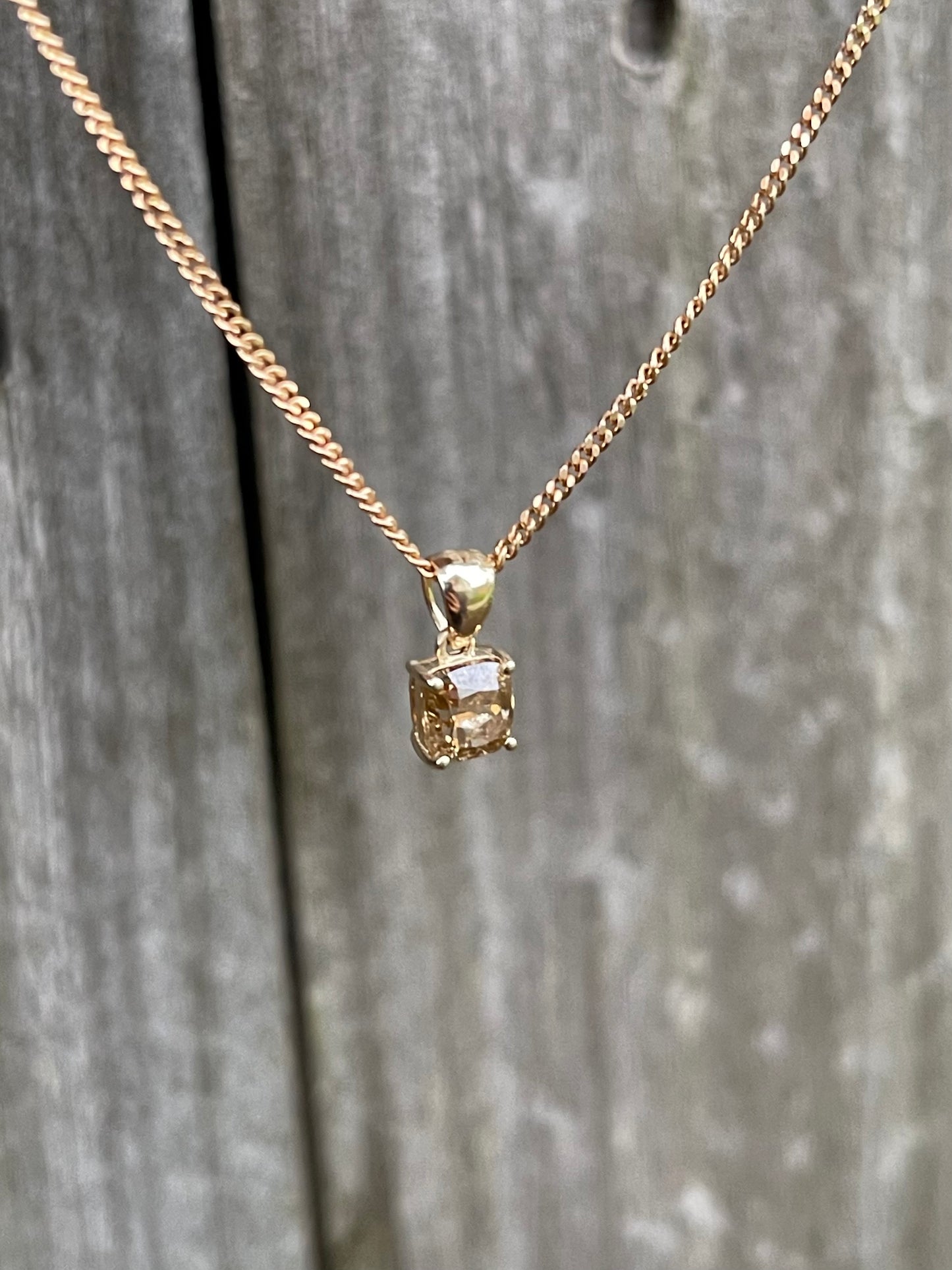 Natural 1ct Earth Mined Champagne Diamond Pendant In 9ct Yellow Gold ( No Chain)