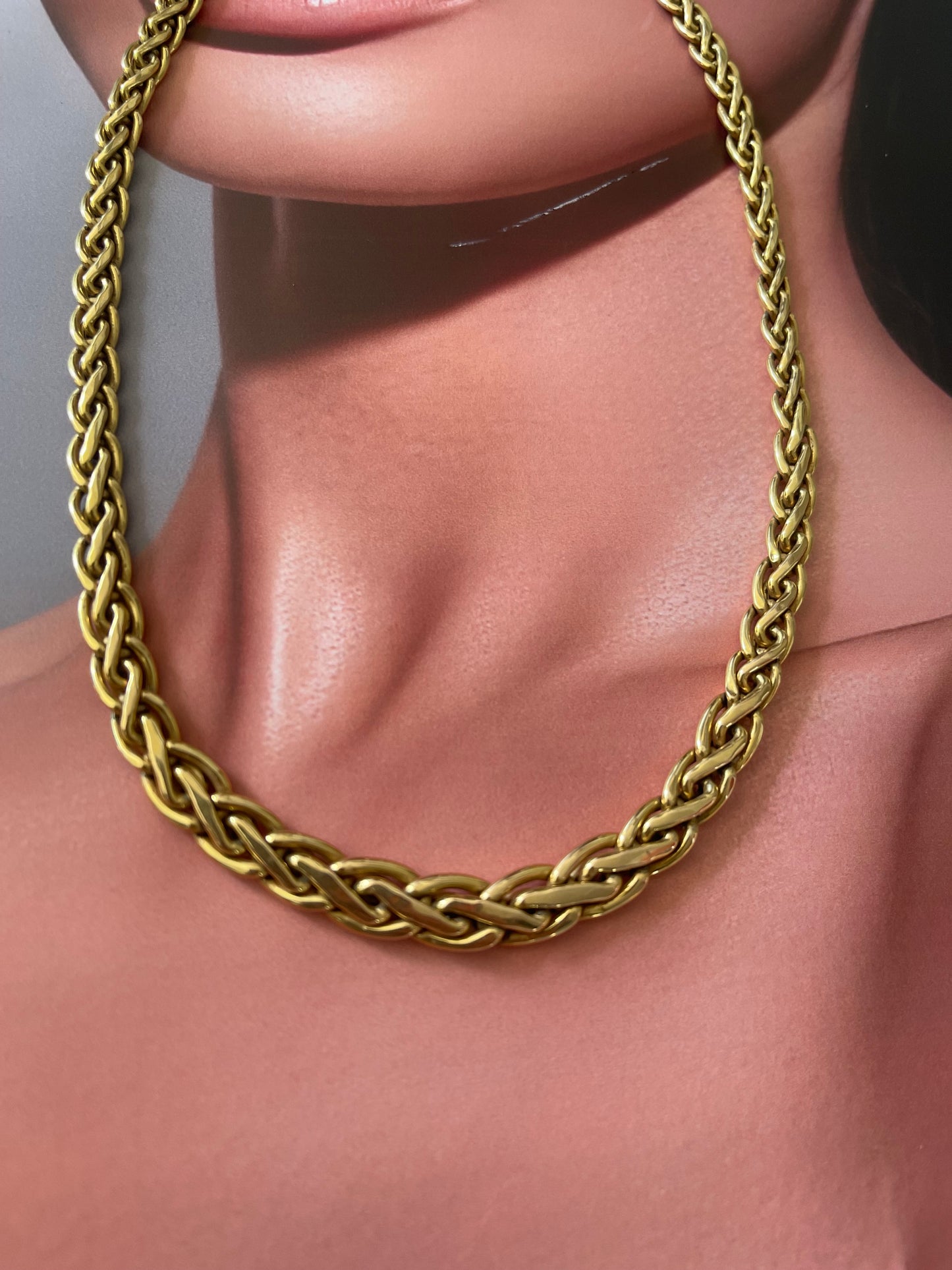Vintage Italian origin Byzantine Link Necklace In 9ct Yellow Gold