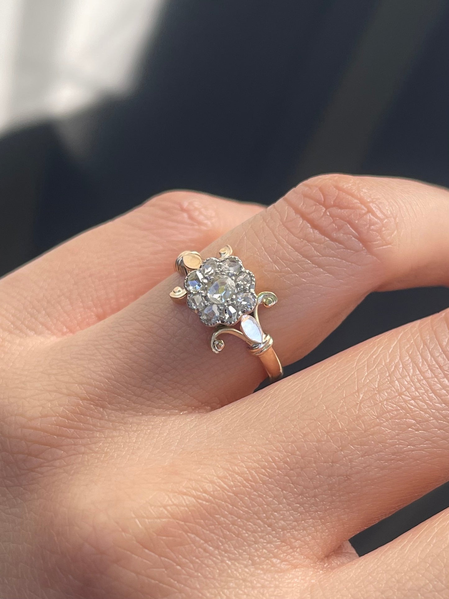 One-of-a-Kind Antique Conversion Antique Rose Cut Diamond Ring In 15ct & 9ct