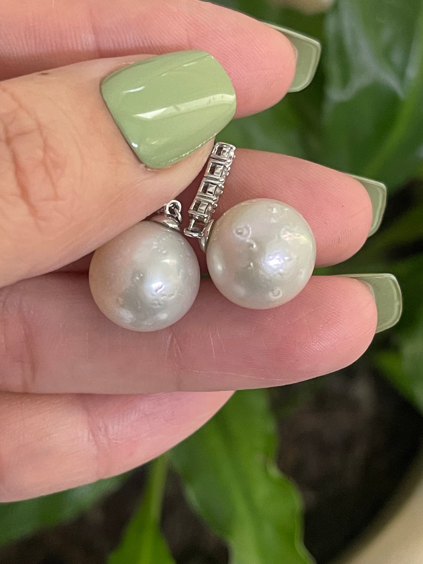 South Sea Pearl & Diamond Drop Earrings In 14ct White Gold