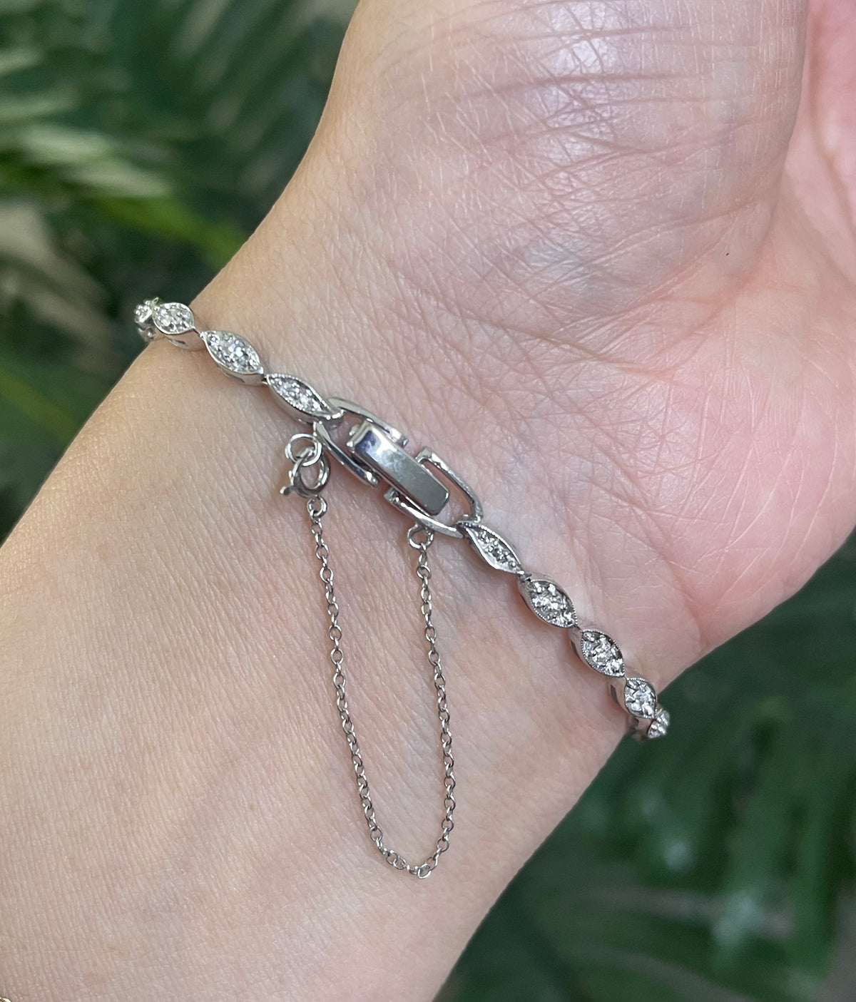 One-of-a-Kind Antique Art Deco Conversion Bracelet Natural Diamonds & Sapphires In Platinum, 14ct White Gold