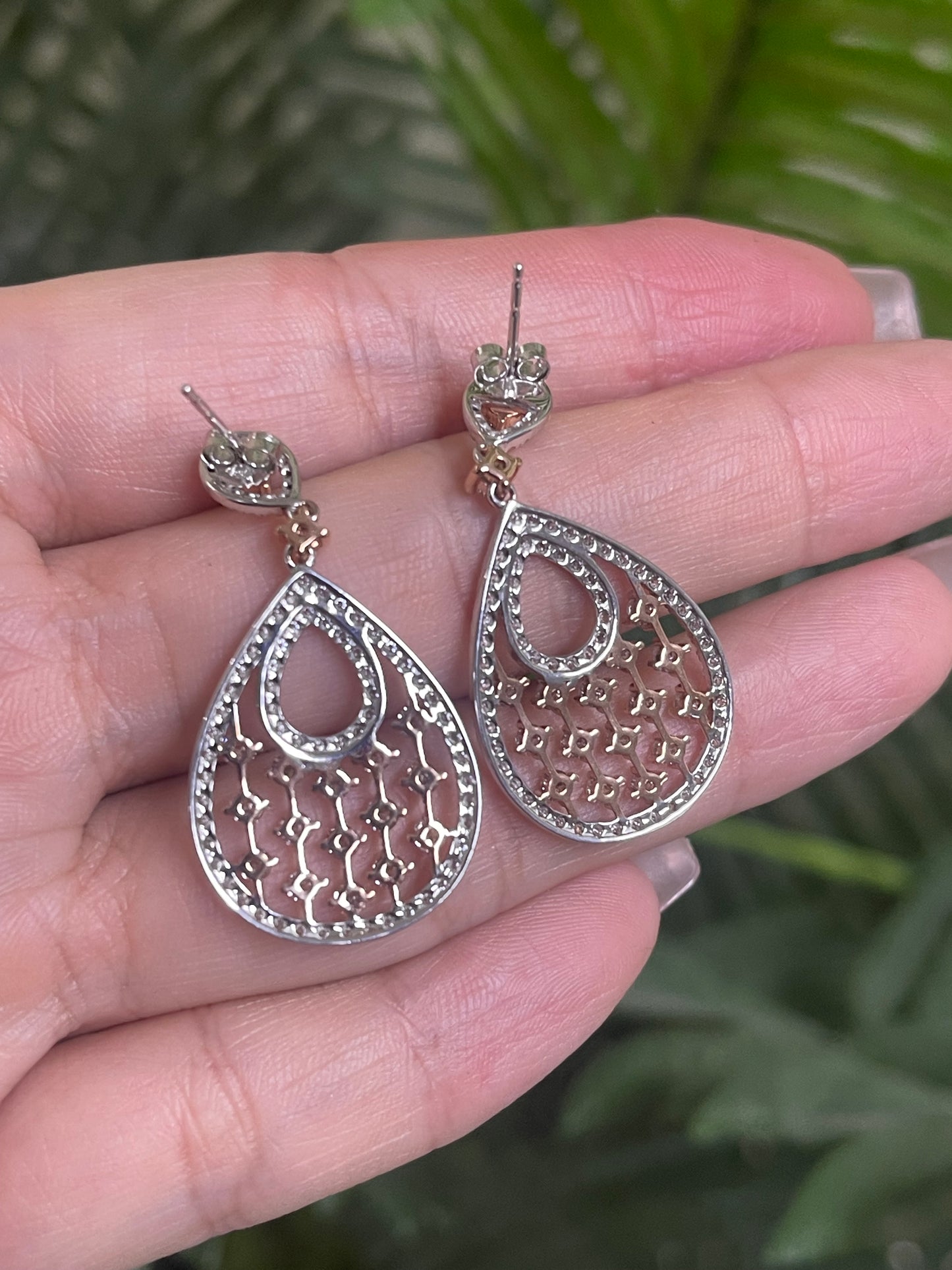 2.85ct Natural Pink Diamond Drop Earrings In 14ct White Gold & Rose Gold