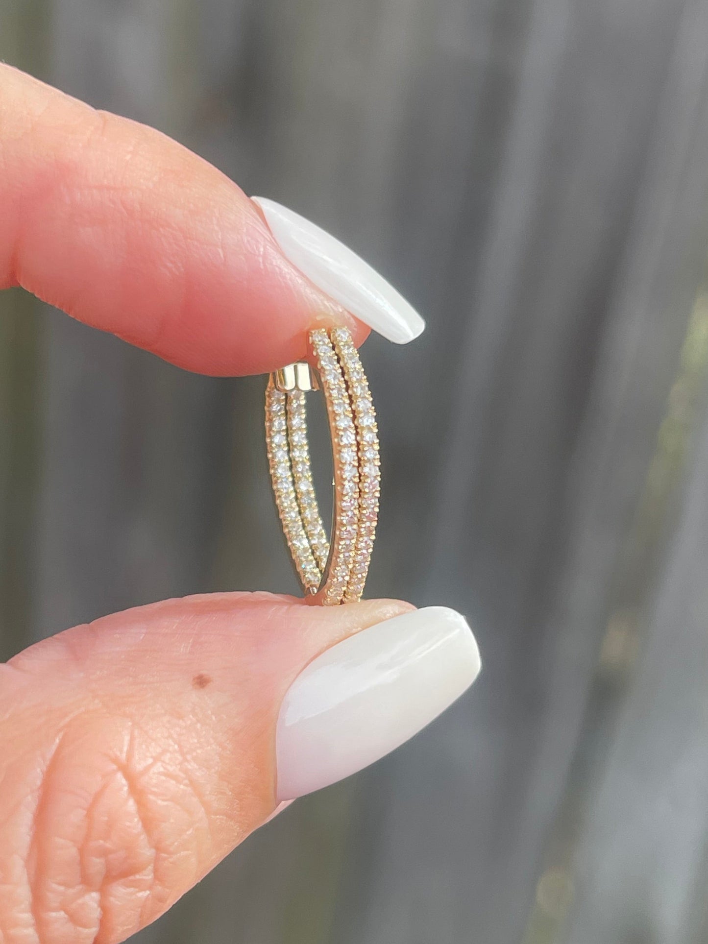 Natural Diamond Inside-Out V Hoops In 9ct Yellow Gold