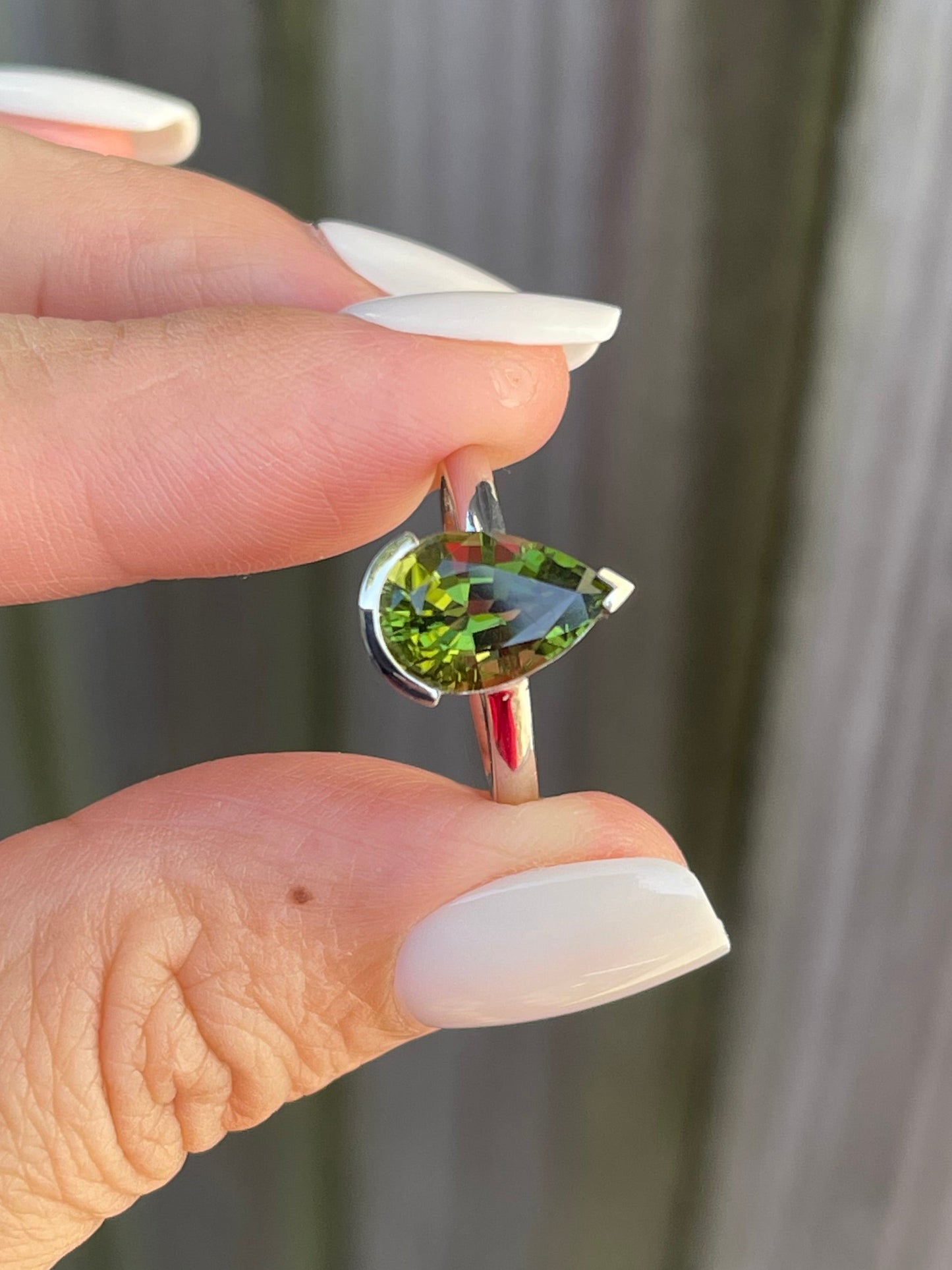 S.E. Custom 3ct Forest Green Chrome Tourmaline Ring In 950 Platinum