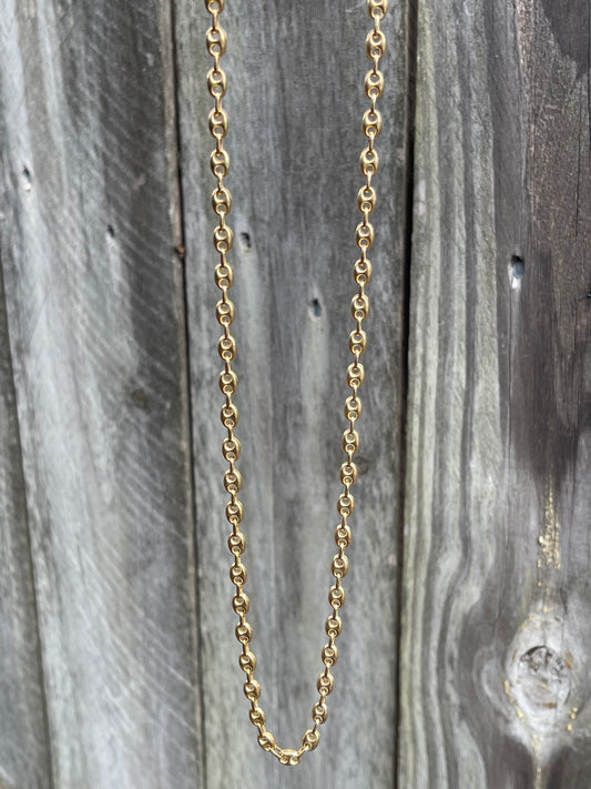 60cm Gucci / Puffed Mariner Chain Necklace In 9ct Yellow Gold