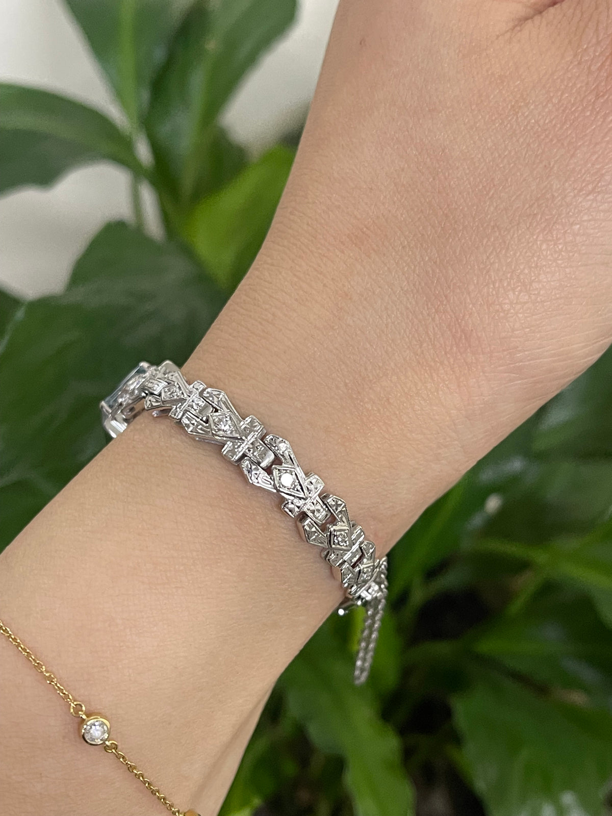 One Of A Kind Antique Conversion 3.75ct Natural aquamarine Diamond Bracelet In 14ct White Gold