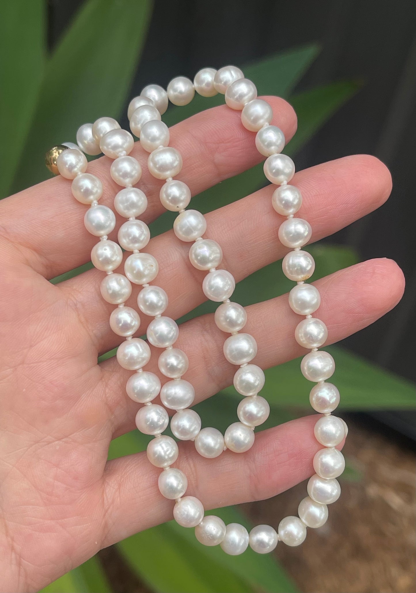 Vintage 14ct yellow gold genuine freshwater pearl necklace