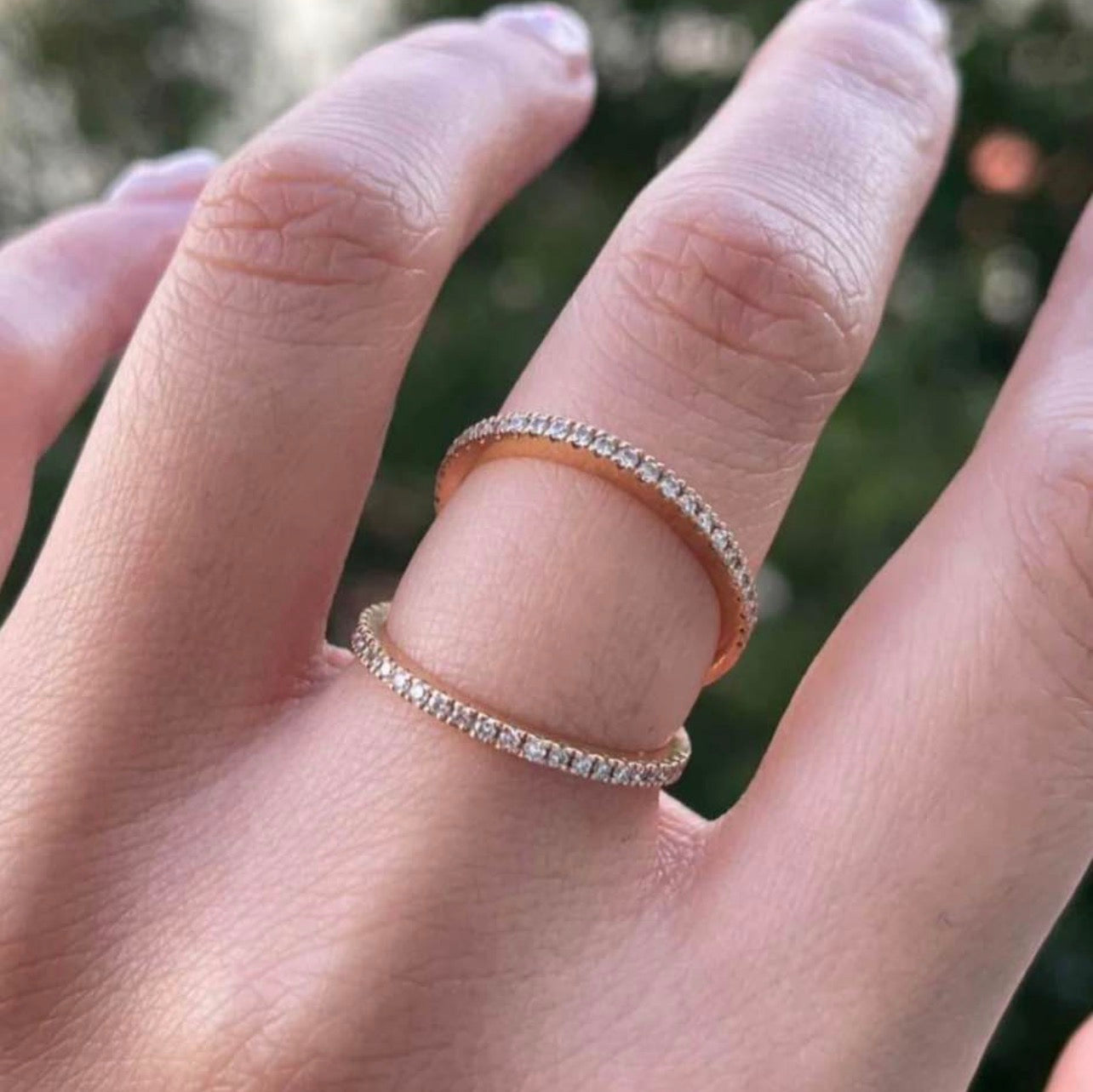 Modern Diamond V Ring In 18ct Rose Gold by Shannakian
