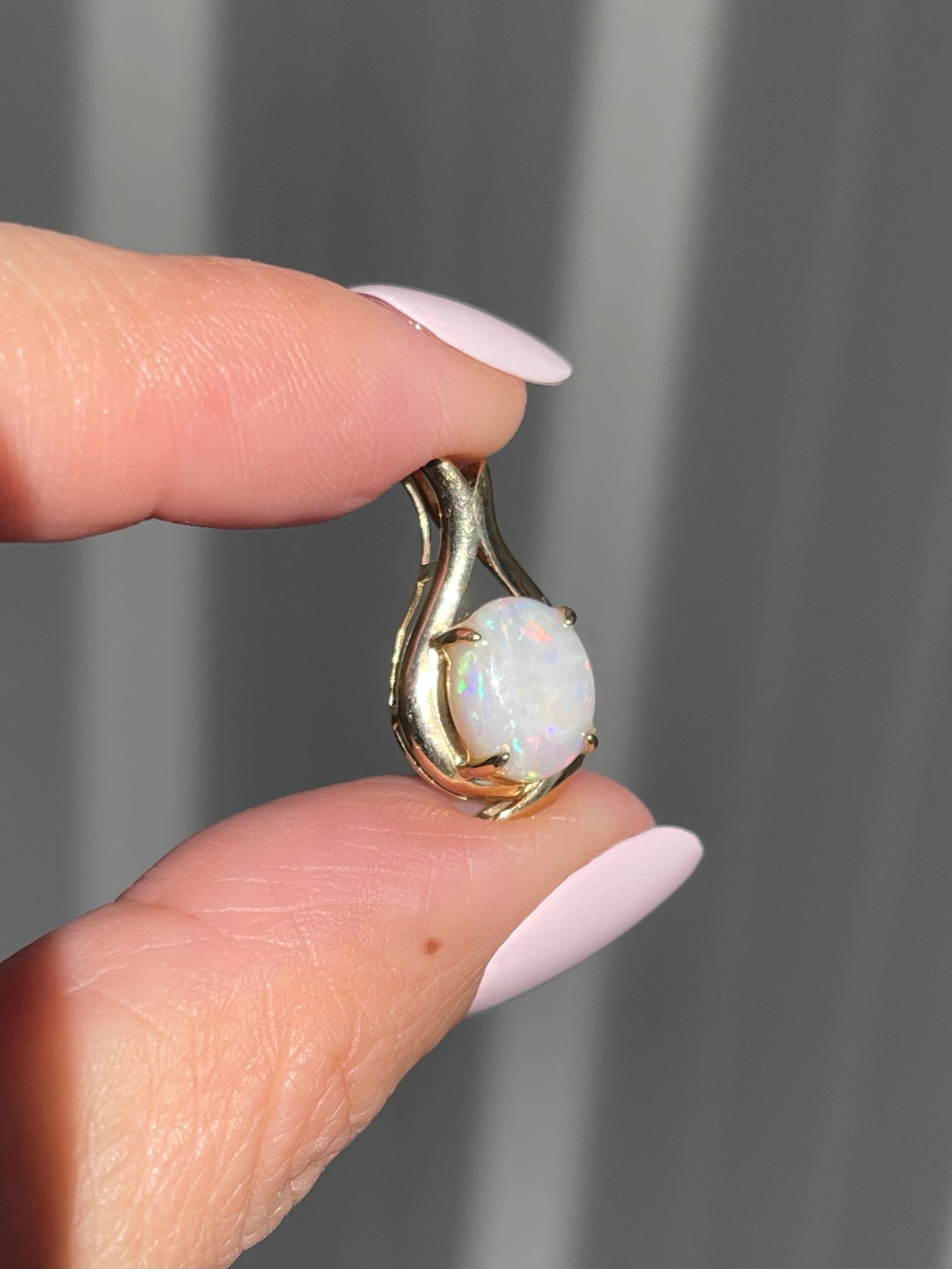 2ct Australian Opal Pendant In 9ct White Gold
