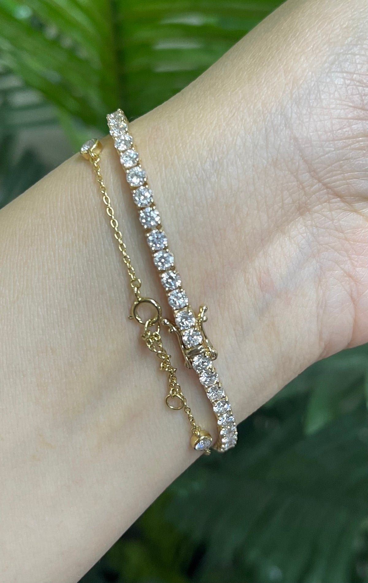 5.74ct Natural VS Diamond Tennis Bracelet In 14ct yellow gold