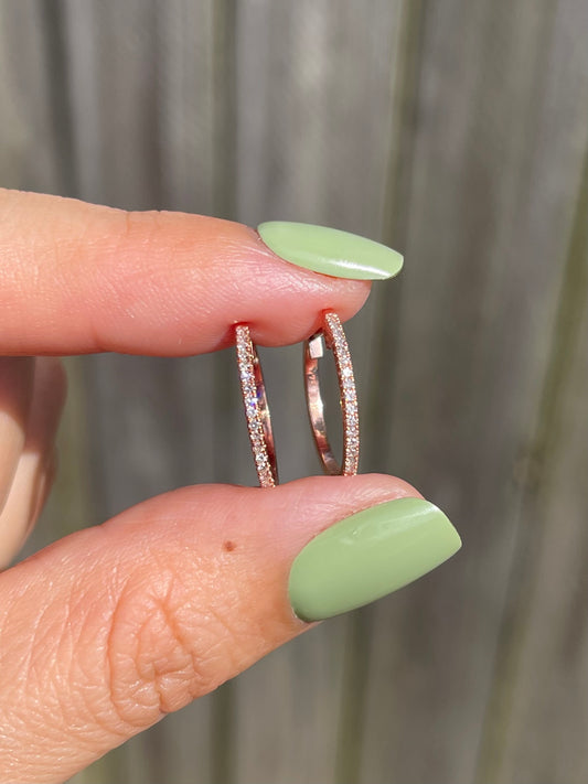 Natural Diamond Hoop Earrings In 9ct Rose Gold