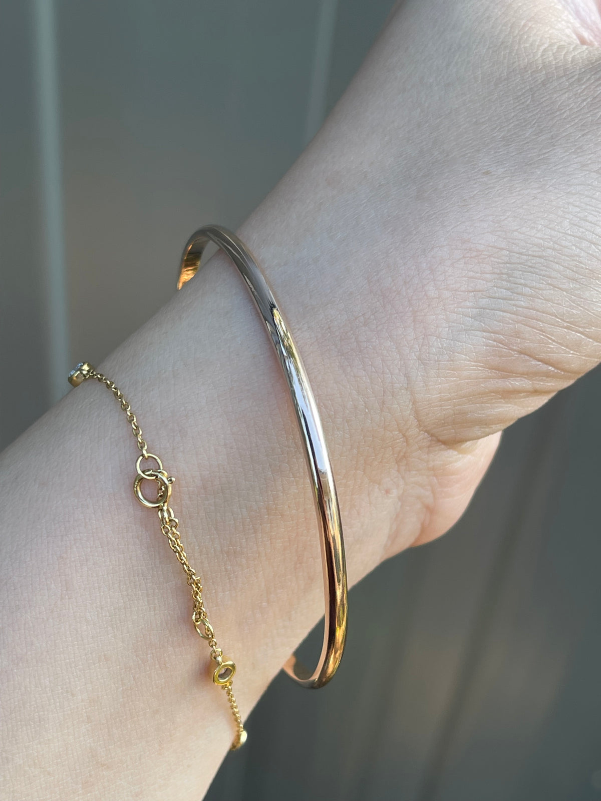 S.E.Australian Handmade Solid Throughout Half Round Bangle In 9ct Rose Gold