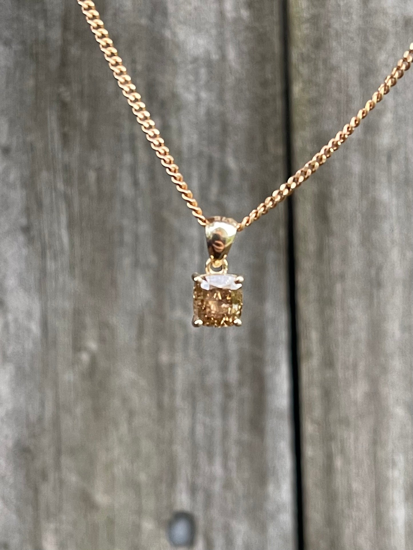 Natural 1ct Earth Mined Champagne Diamond Pendant In 9ct Yellow Gold ( No Chain)
