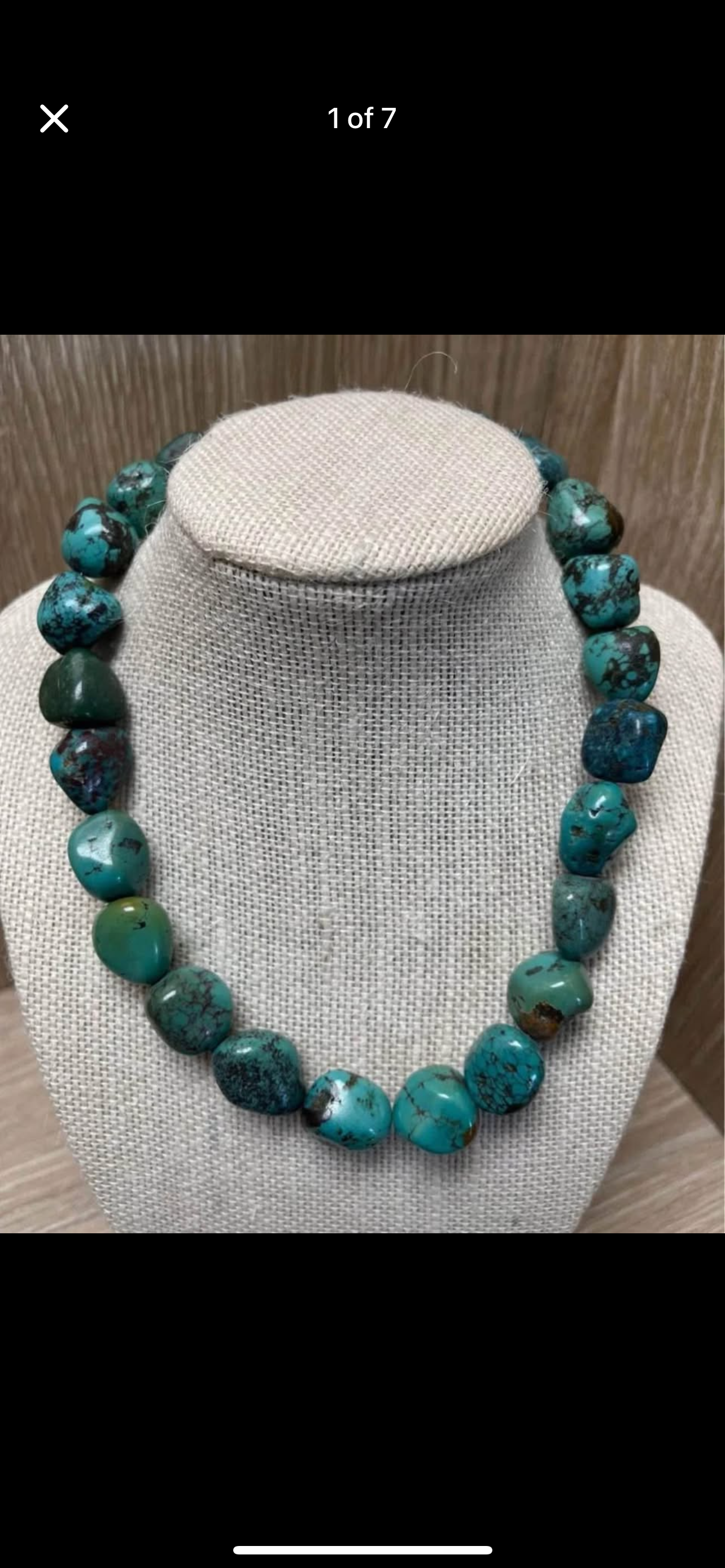 Vintage all natural large turquoise bead necklace With 925 Sterling Silver Clasp
