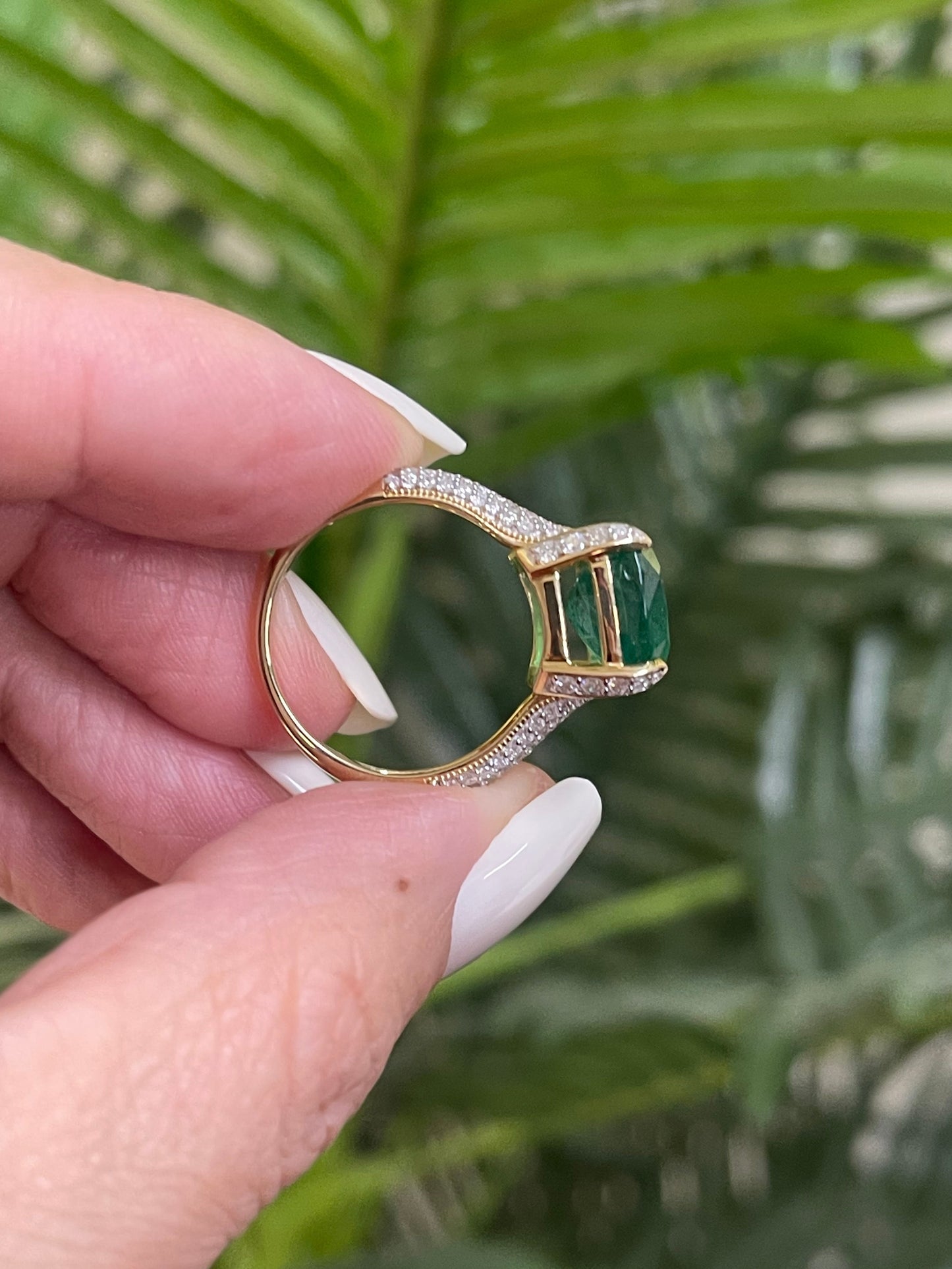 5.83ct Natural Emerald Diamond Ring In 14ct Yellow Gold