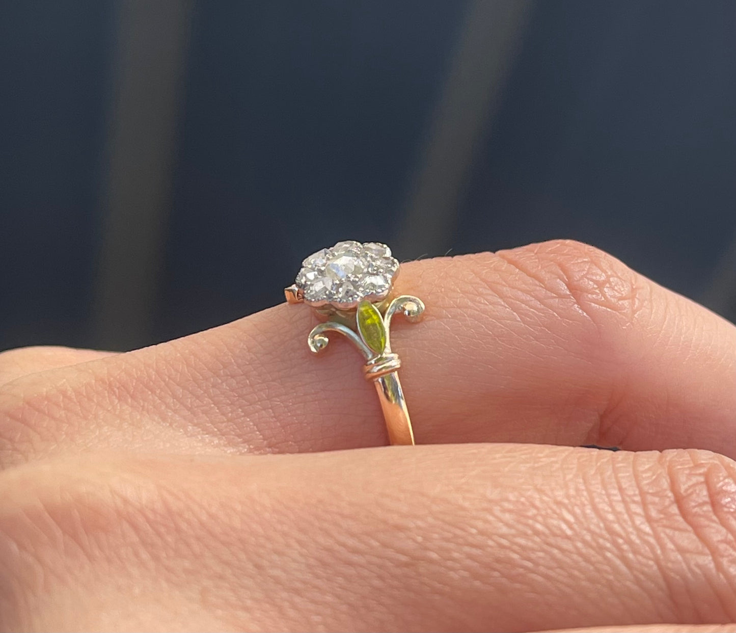 One-of-a-Kind Antique Conversion Antique Rose Cut Diamond Ring In 15ct & 9ct