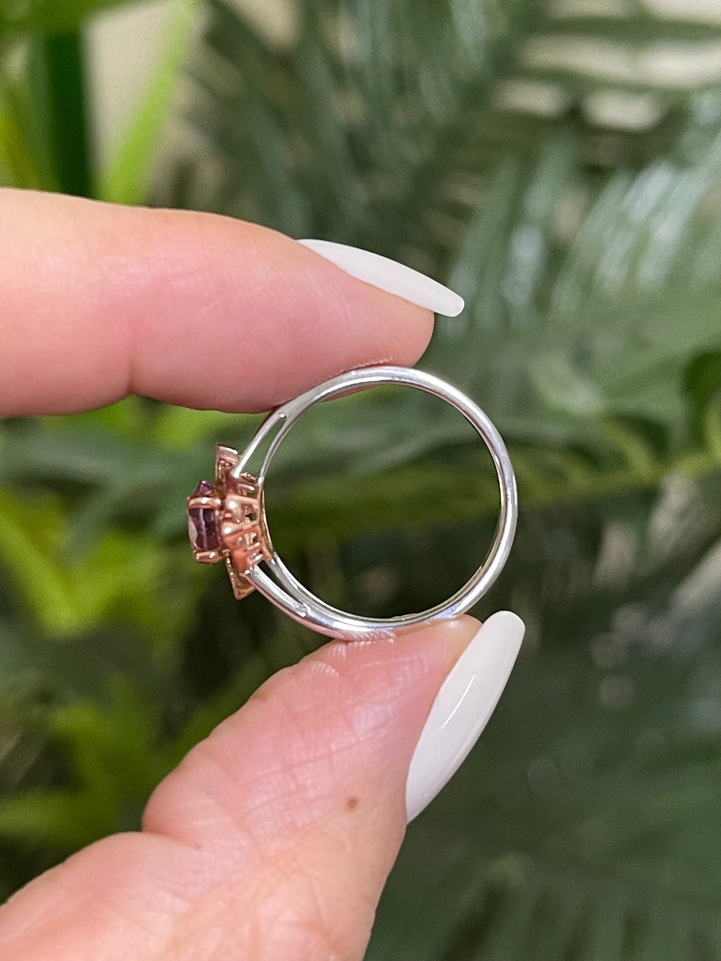 Art Deco Style Natural Pink Diamond Pink Sapphire Ring In 14ct Rose Gold & White Gold