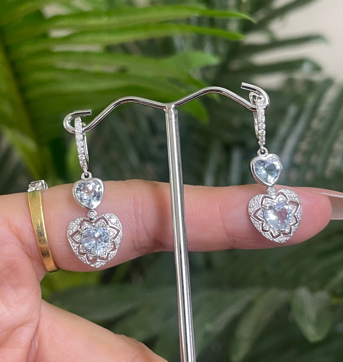 Heart & Soul Natural Aquamarine Diamond Drop Earrings In 14ct White Gold