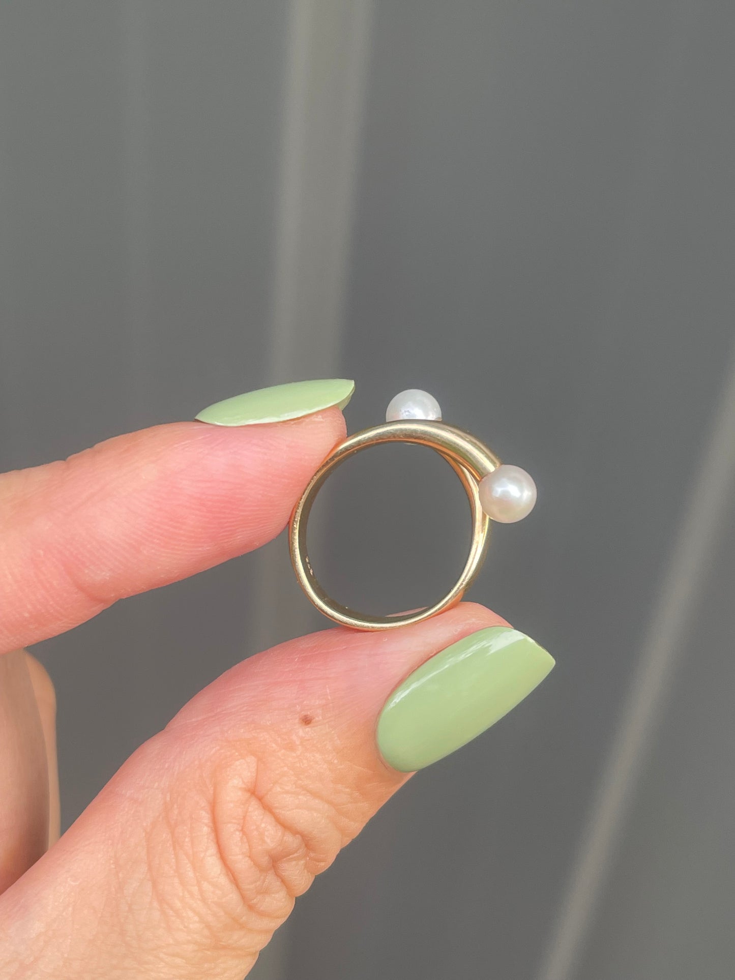 Twin Flame Pearl Ring In 9ct Yellow Gold