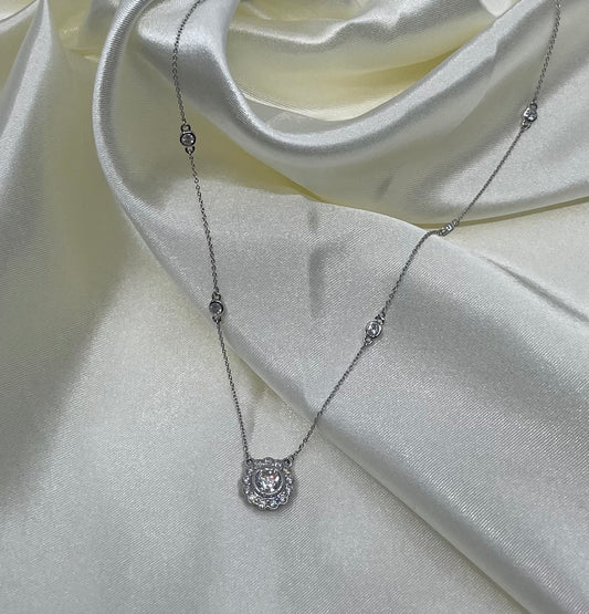 1.42ct Natural Diamond Necklace With Diamond By The Yard Chain In 14ct White Gold