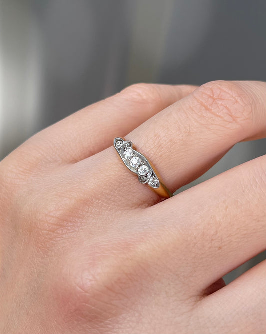 Birmingham Antique Old Mine Cut Diamond Ring In 18ct Yellow Gold