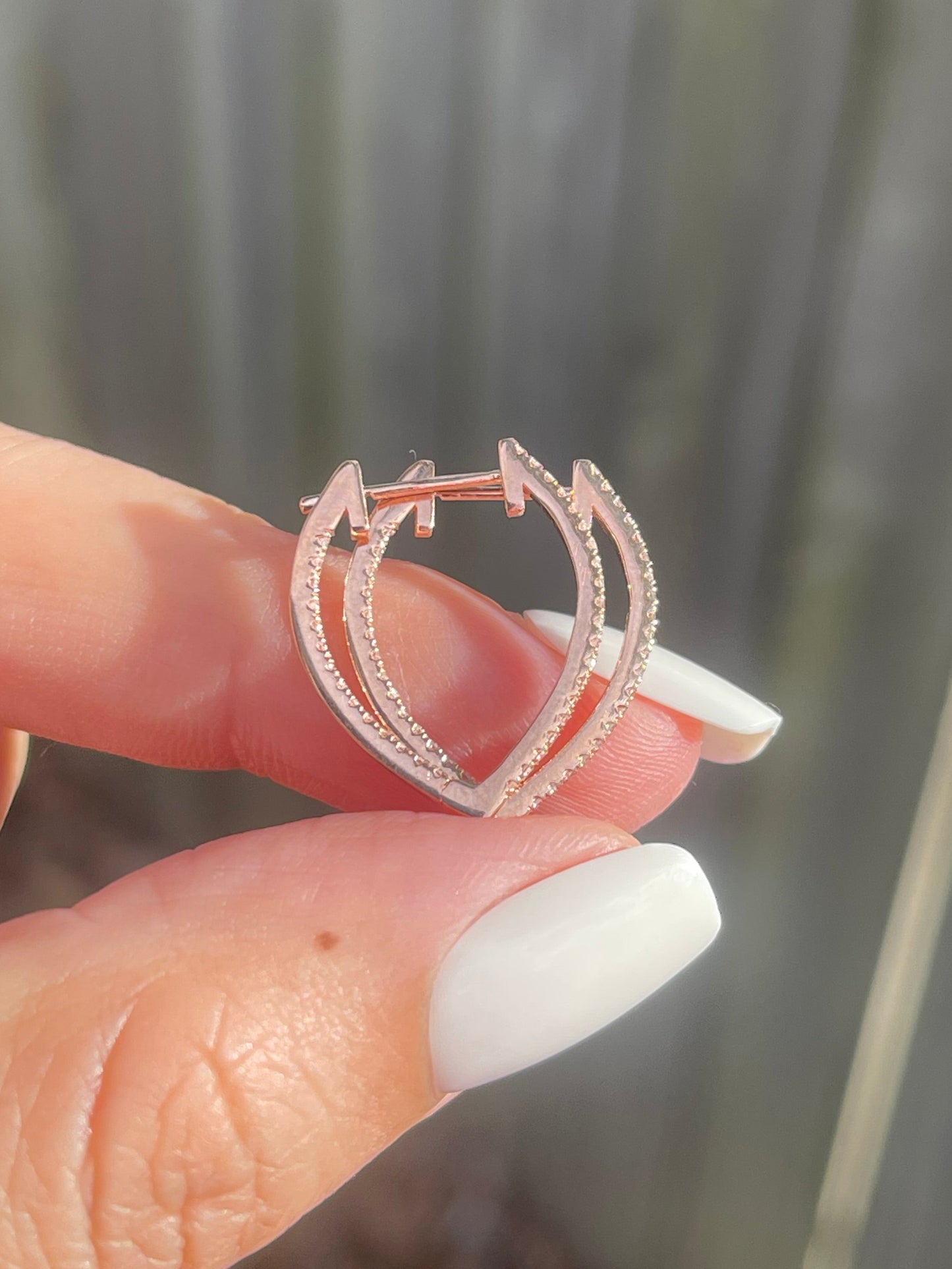 Natural Diamond Inside-Out V Hoops In 9ct Rose Gold