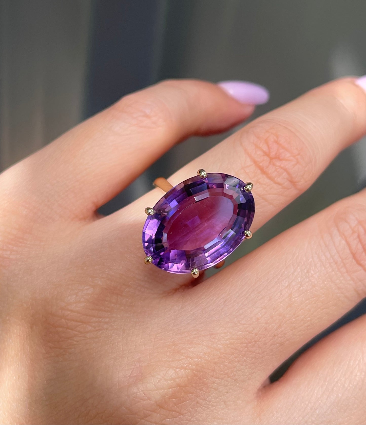 Statement 18.25ct Lavender Amethyst Ring Set in 9ct Yellow Gold