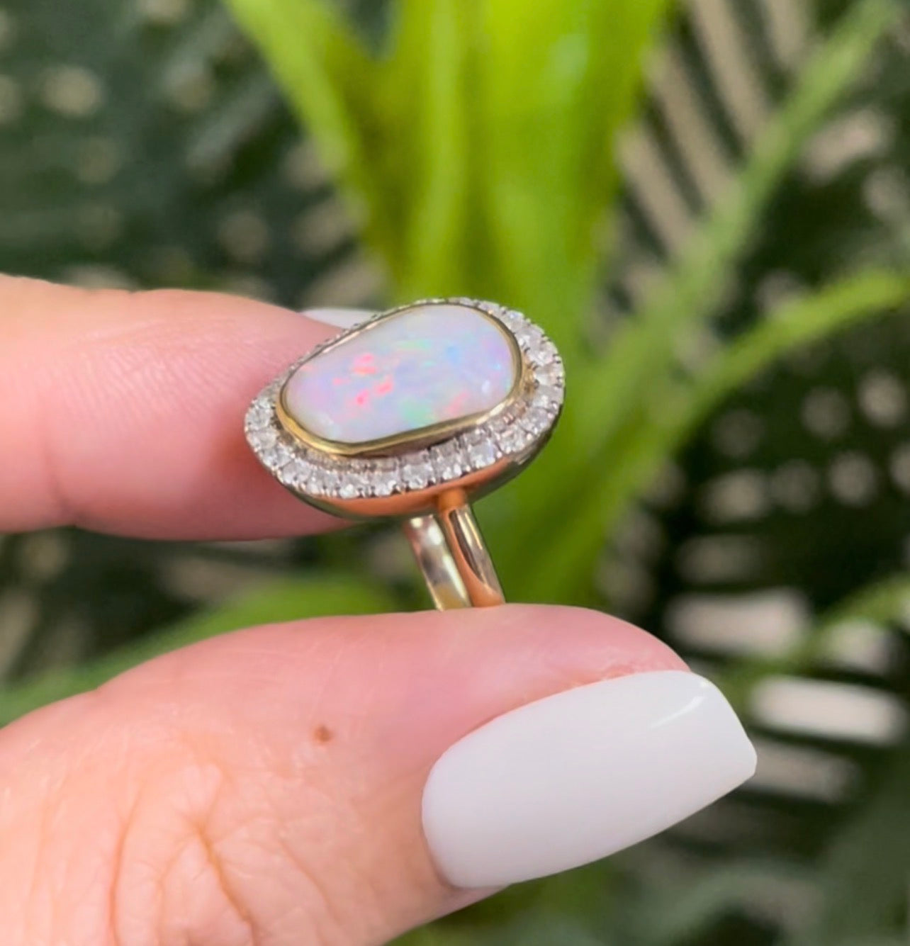 2.95ct Natural Solid Australian Andamook Opal Diamond Ring In 14ct Yellow Gold