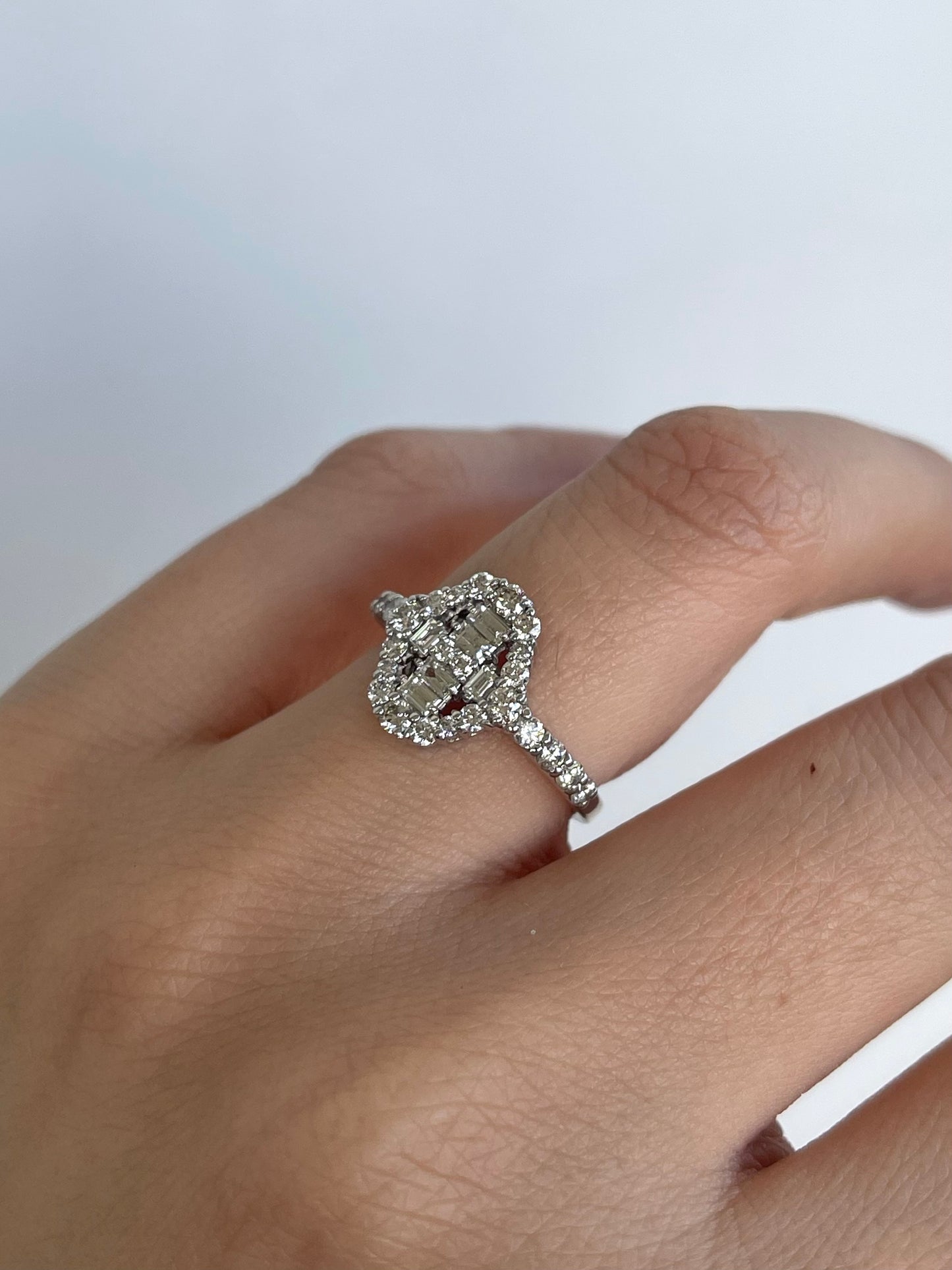 Art deco style 900 platinum 0.75ct natural diamond ring