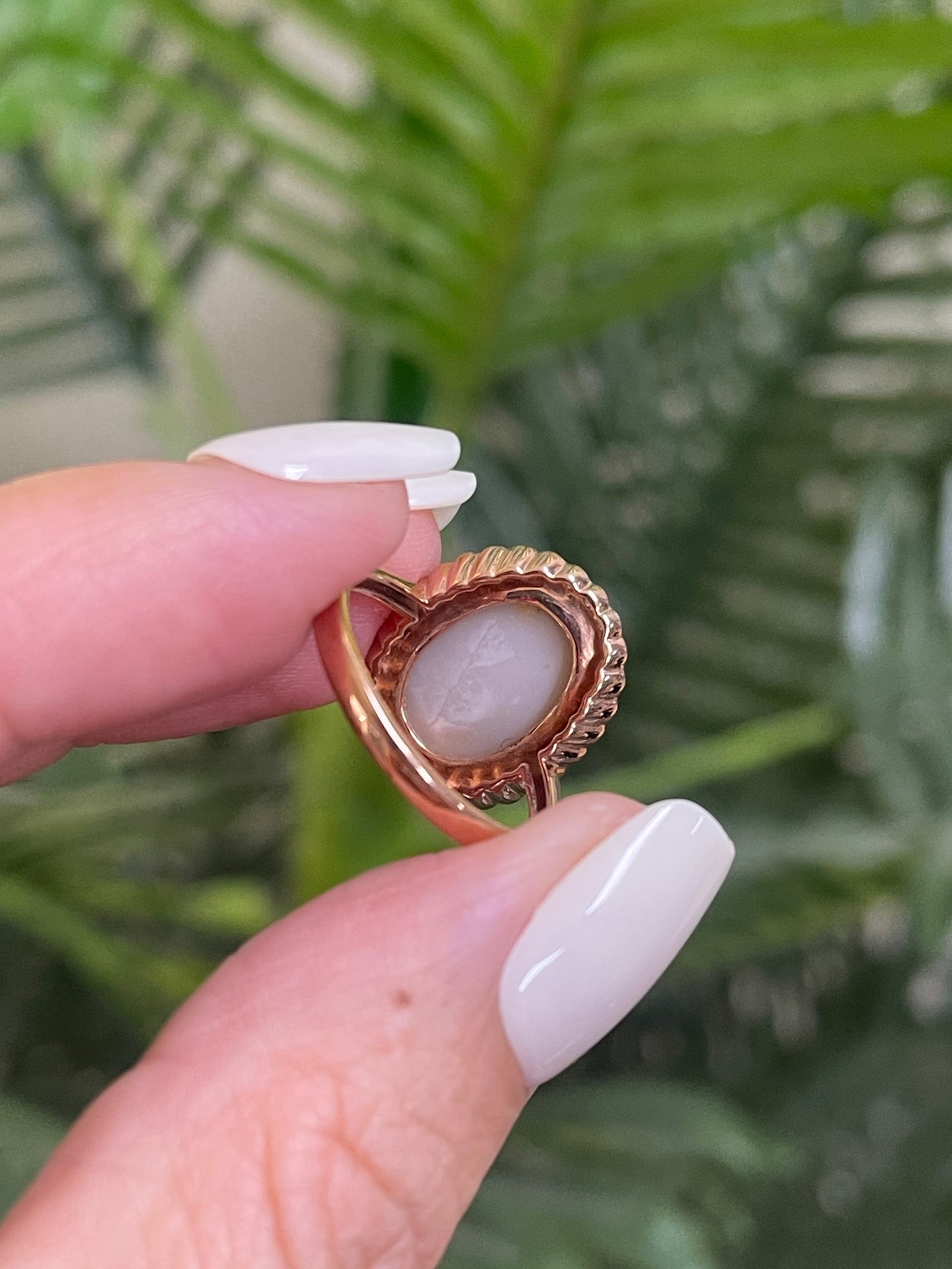 Natural Solid Australian Andamooka Opal & Diamond Ring In 14ct Rose & White Gold