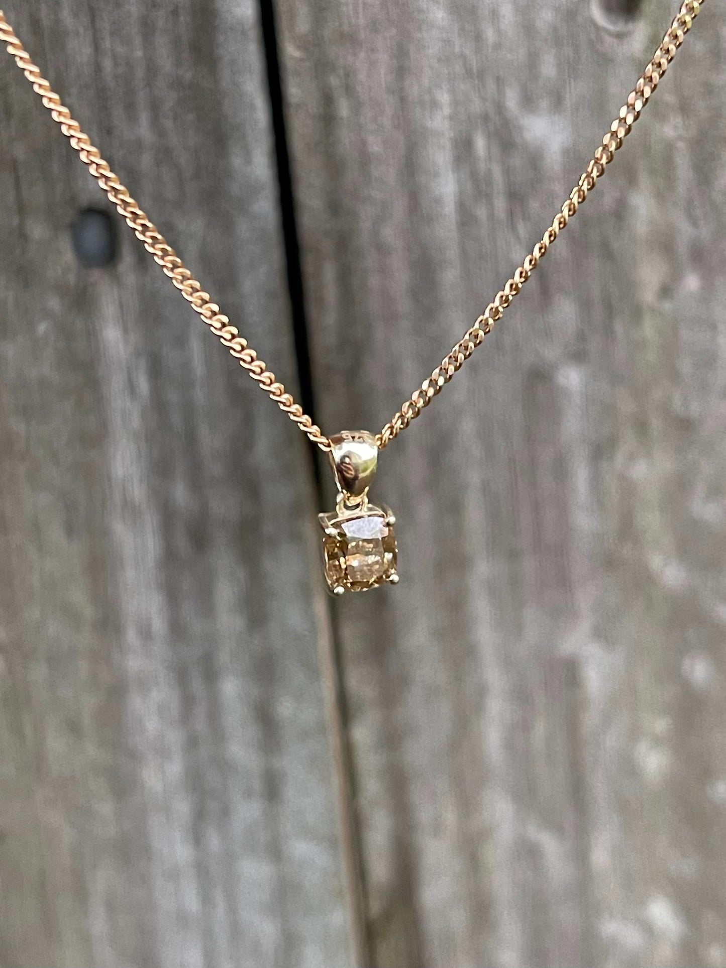 Natural 1ct Earth Mined Champagne Diamond Pendant In 9ct Yellow Gold ( No Chain)