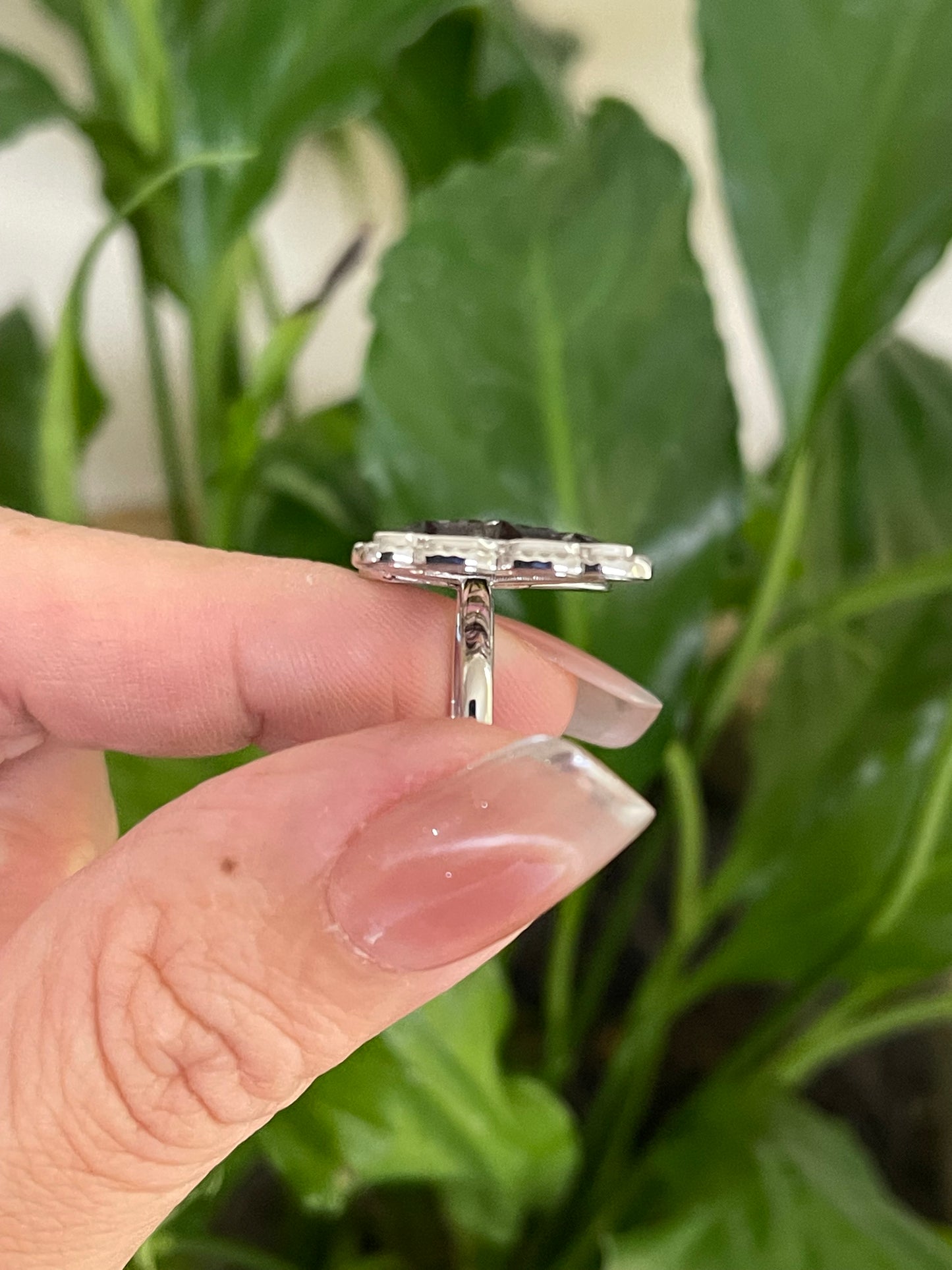 Papillon d’Art – Hand-Carved Natural Tourmaline & Diamond Butterfly Ring in 14ct White Gold